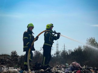 У Буштині понад 15 годин гасили пожежу на сортувальному майданчику