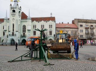 У Мукачеві встановлюють головну різдвяно-новорічну ялинку: коли її засвітять