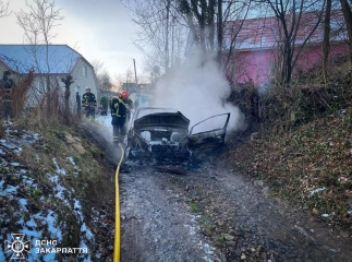 Посеред дороги загорівся автомобіль. Вогонь гасили і місцеві жителі, і вогнеборці