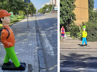 На пішохідному переході встановили манекени-попередження: що про це думають люди