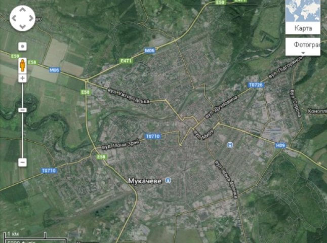 Компанія Google очистила супутникові карти Мукачева та району від хмар