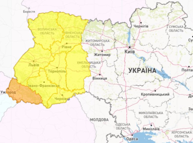 Укргідрометцентр попереджає про небезпечну погоду у ніч на 19 квітня на Закарпатті