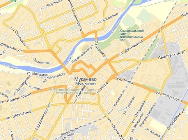 На Яндекс.Картах з’явилися супутникові знімки Мукачева та ще чотирьох закарпатських міст