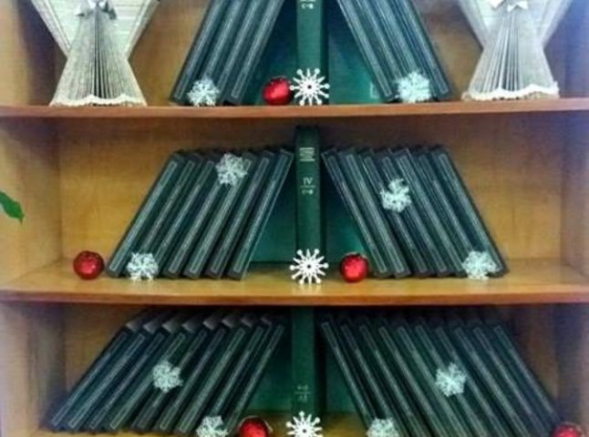 Ужгородські бібліотекарі створили святкові ялинки та сніговика зі 160 книг