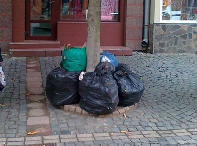 Жінка вирішила викинути велику купу сміття прямо у центрі Мукачева