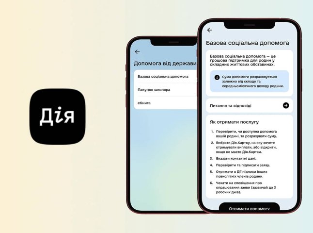Як у Дії на телефоні оформити базову соціальну допомогу