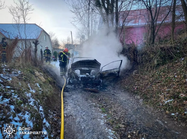Посеред дороги загорівся автомобіль. Вогонь гасили і місцеві жителі, і вогнеборці