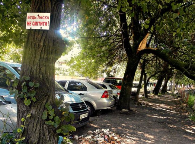 Хустяни викидають сміття прямо під табличкою "Не смітити!"