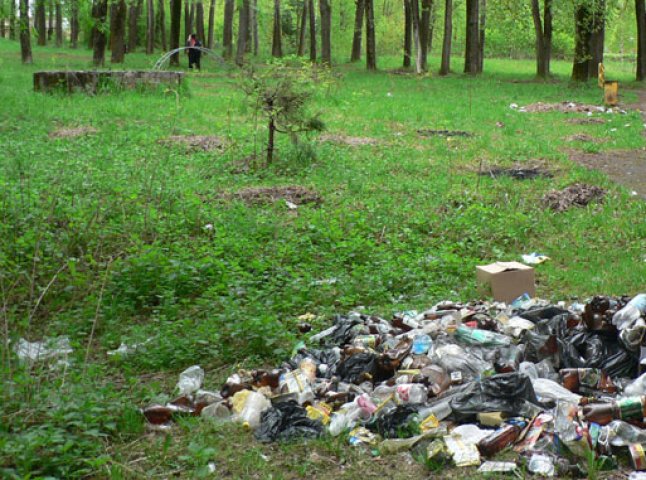 Джерело мінеральної води та місця для відпочинку в Боздоському парку потопають у смітті (ВІДЕО)