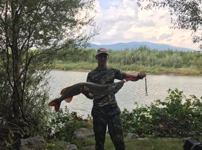Рибалка похвалився великою щукою, яку впіймав у річці Тиса