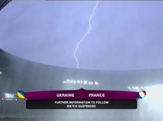 Матч Україна-Франція призупинили через сильну зливу