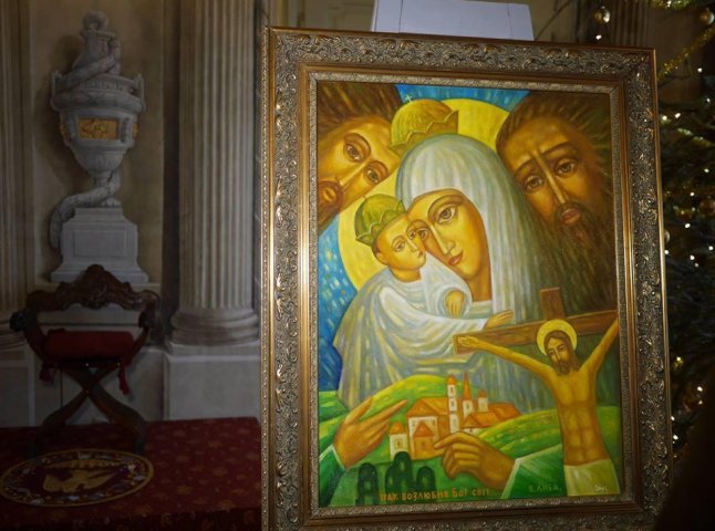 Ужгородських художник передав копію картини Трійці резиденції греко-католицьких єпископів