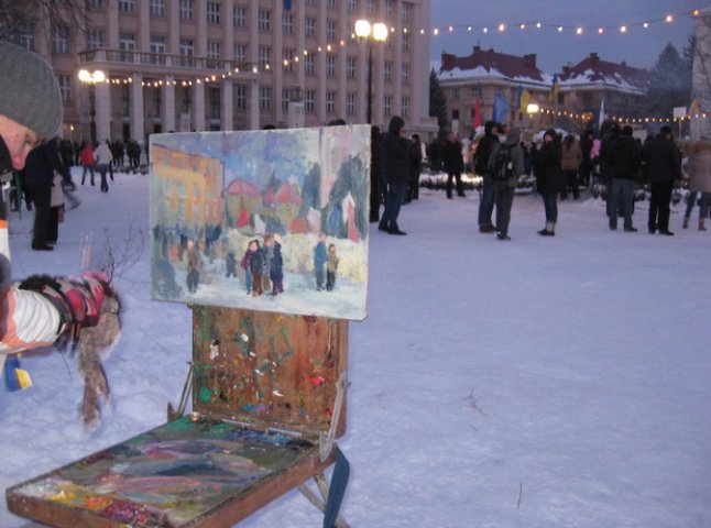 Молодий художник із Мукачева вирішив зобразити ужгородський мітинг на картині (ФОТО)
