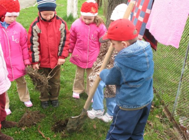 В Ужгороді до святкування міжнародного Дня Землі малюки висадили цілу алею кущів та дерев (ВІДЕО)