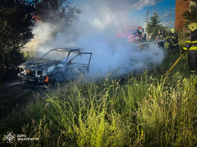 На Хустщині на дорозі згорів автомобіль – 01