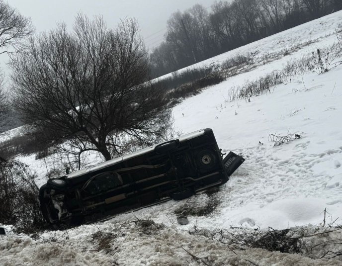 Мікроавтобус злетів із дороги / фото: «103 Закарпаття»