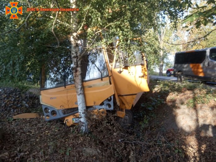 На Закарпатті шкільний автобус потрапив у ДТП. У нього врізалась "Ауді" – 03