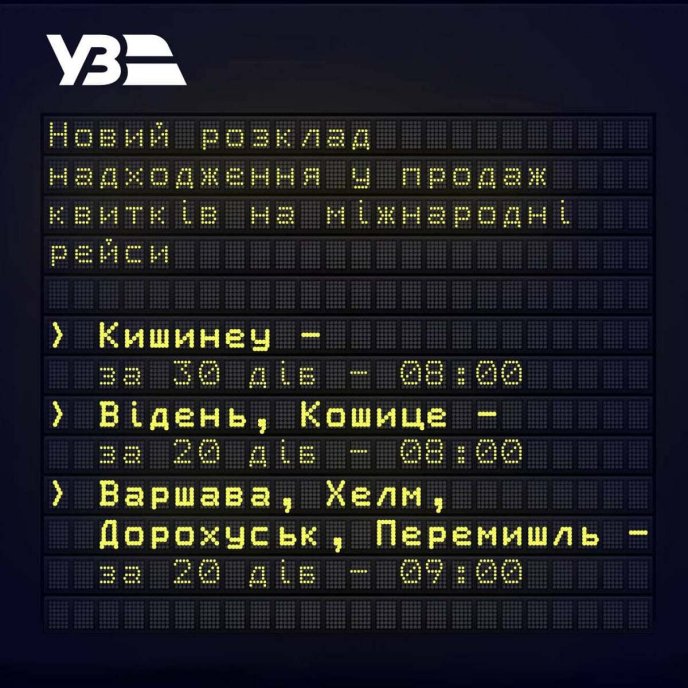 Новий розклад надходження у продаж квитків на міжнародні рейси