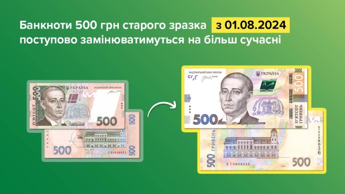 Стару банкноту 500 гривень замінюють на сучасну та краще захищену