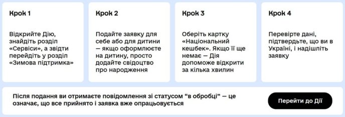 4 кроки, як у Дії подати заяву на зимову підтримку