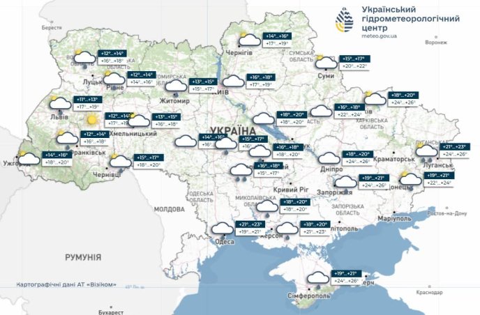 Погода на 22 липня. Дані meteo.gov.ua