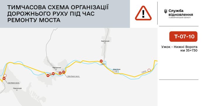 Тимчасова схема організації дорожнього руху під час ремонту моста