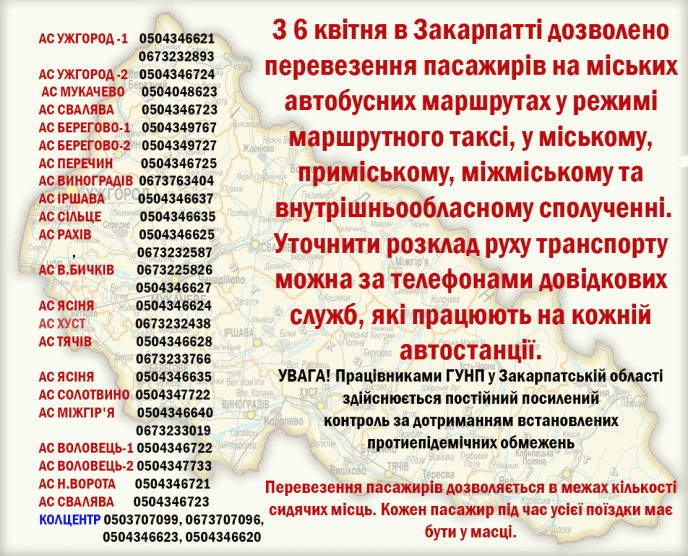 Оприлюднено тимчасовий графік руху автобусів на Закарпатті – 01