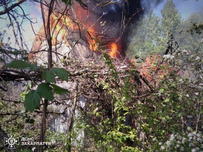 Дача повністю згоріла під час інциденту / фото: ДСНС Закарпаття