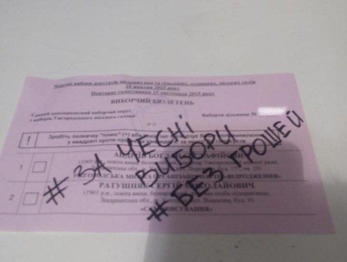 Другий тур виборів мера Ужгорода відзначився масовим псуванням виборчих бюлетенів – 03