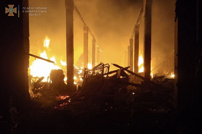 Велика пожежа на Закарпатті: згоріли три автомобілі та значна площа покрівлі – 01