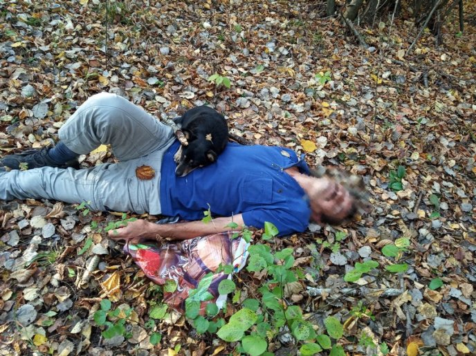 У лісі знайшли непритомного чоловіка. Поруч із ним сидів і завивав пес – 02