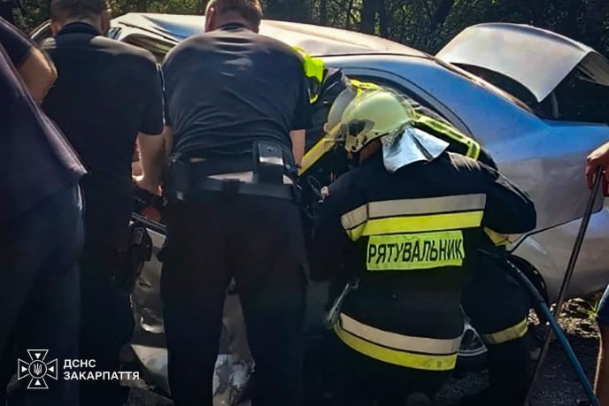Рятувальники визволили травмованого водія / фото: ДСНС Закарпаття