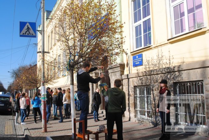 У Мукачеві студенти прикрашають дерева писанками та патріотичними стрічками (ФОТО) – 12