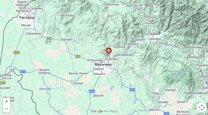 Позначення на карті епіцентра землетрусу