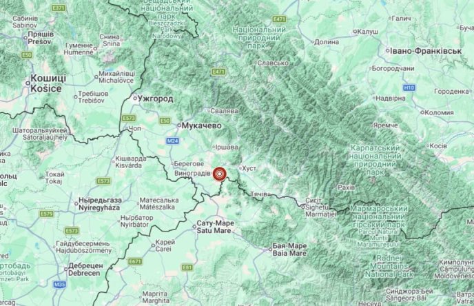 Епіцентр землетрусу на Закарпатті