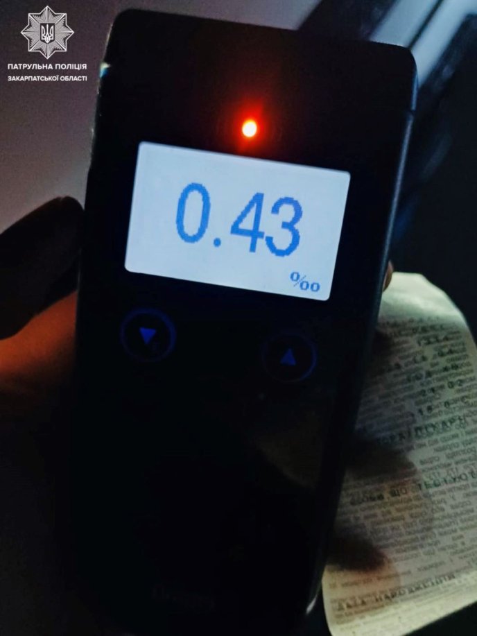 Водій сів за кермо нетверезим і порушив правила ще раз / фото: Патрульна поліція Закарпаття