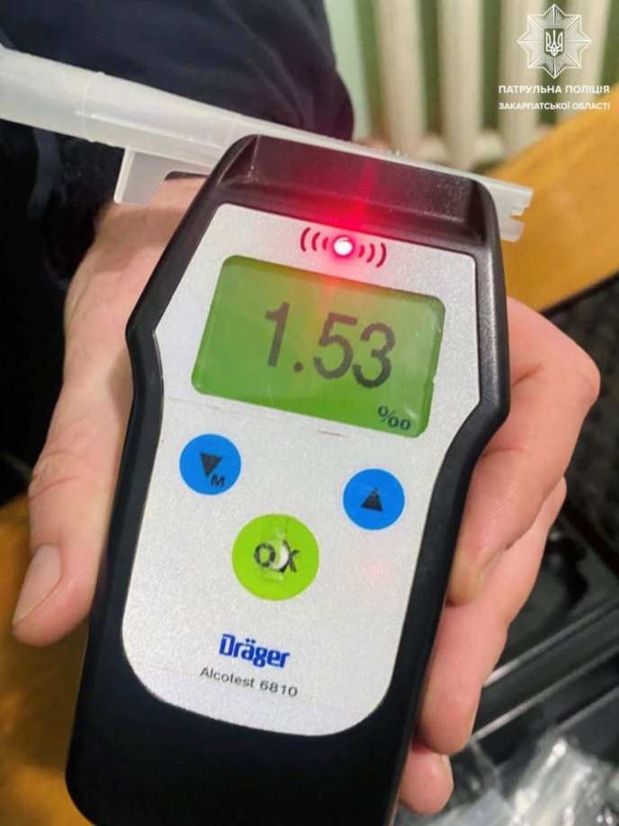 Тест виявився позитивним / фото: Патрульна поліція Закарпаття
