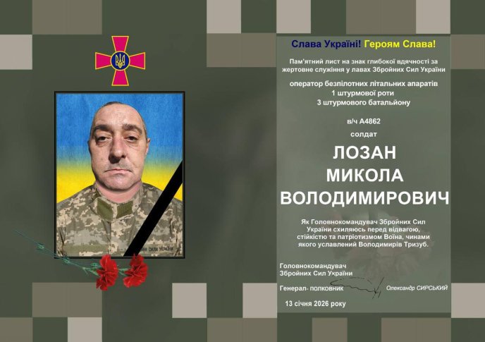 На війні загинув Микола Володимирович Лозан