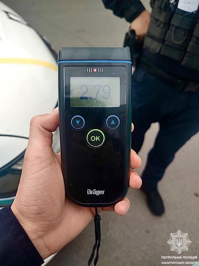 Драгер інспекторів зашкалив / фото: Патрульна поліція Закарпаття