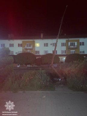 П’яний водій у Чопі скоїв ДТП: пошкодив дорожній знак, електроопору та два дерева – 05