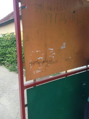 В селі Ракошино вказівник та автобусні зупинки перефарбували у кольори національного прапору України (ФОТО) – 02