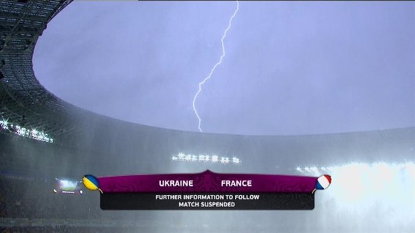 Матч Україна-Франція призупинили через сильну зливу Матч Україна-Франція призупинили через сильну зливу