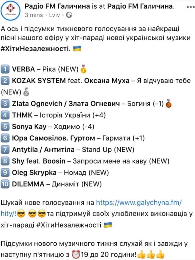 Закарпатська співачка VERBA перемогла у хіт-параді Хіти незалежності Закарпатська співачка VERBA перемогла у хіт-параді Хіти незалежності