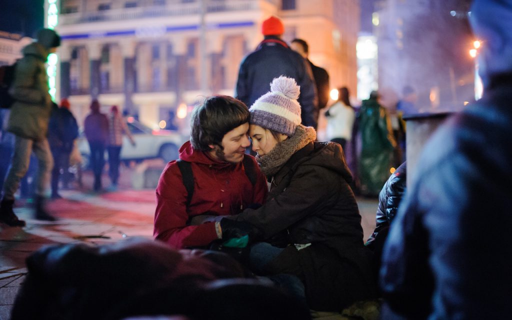 Вечір 29 листопада, перед першою зачисткою Майдану. Фото Piliugin.