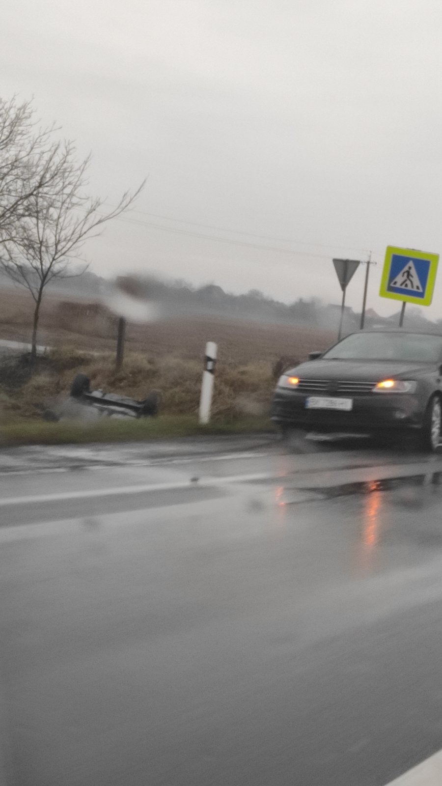 Неподалік Мукачева на трасі перекинулась автівка: фото з місця події