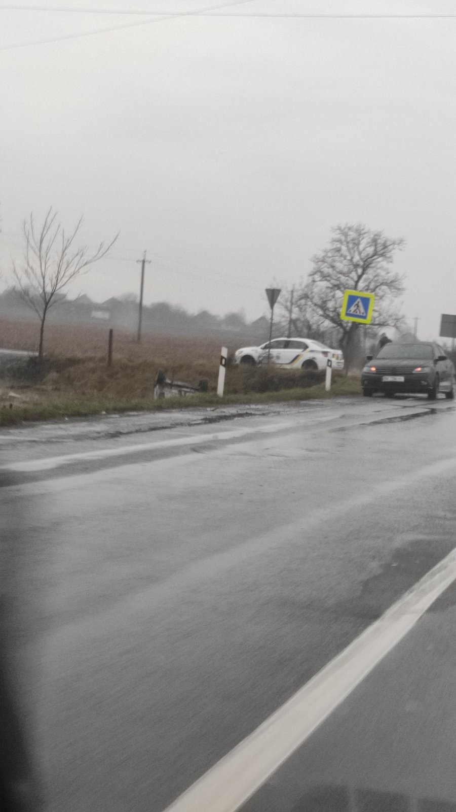 Неподалік Мукачева на трасі перекинулась автівка: фото з місця події