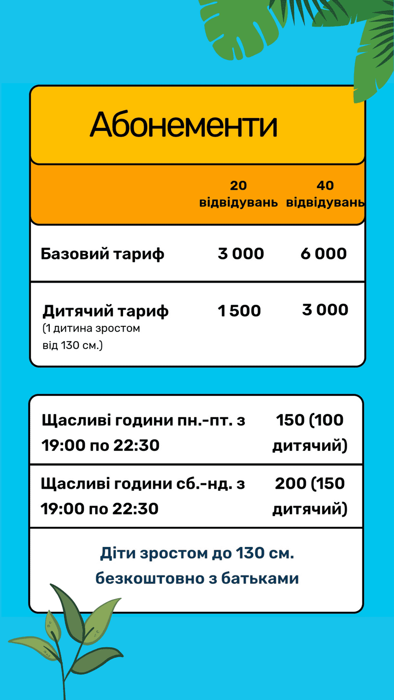 Ціни 2022 в аквапарк Карпатія