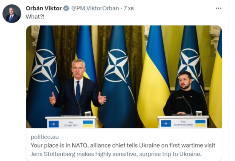 Віктор Орбан обурився через заяву генсека НАТО про майбутнє України в Альянсі