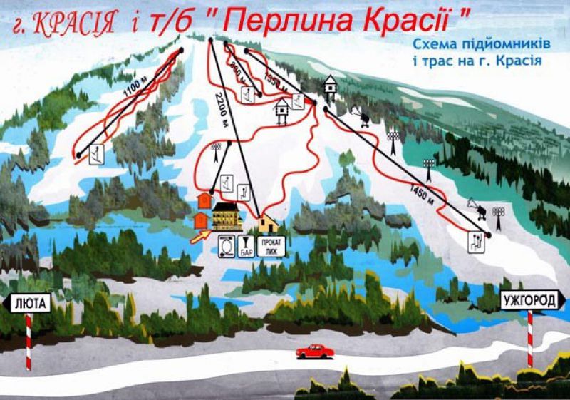 Карта схилів гірськолижного комплексу 